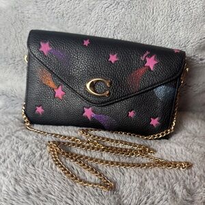 Coach Black Crossbody Bag with Pink Stars